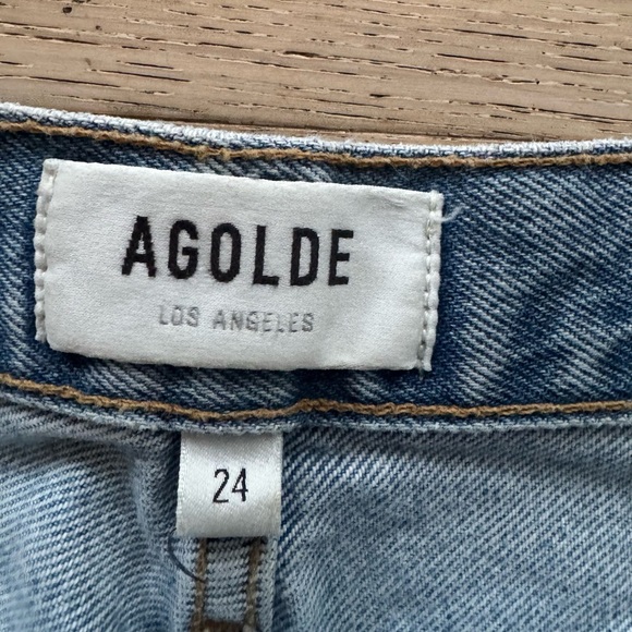 Agolde 90s Pinch Waist Jeans Womens 24 Light Wash High Rise Distressed - Picture 9 of 11